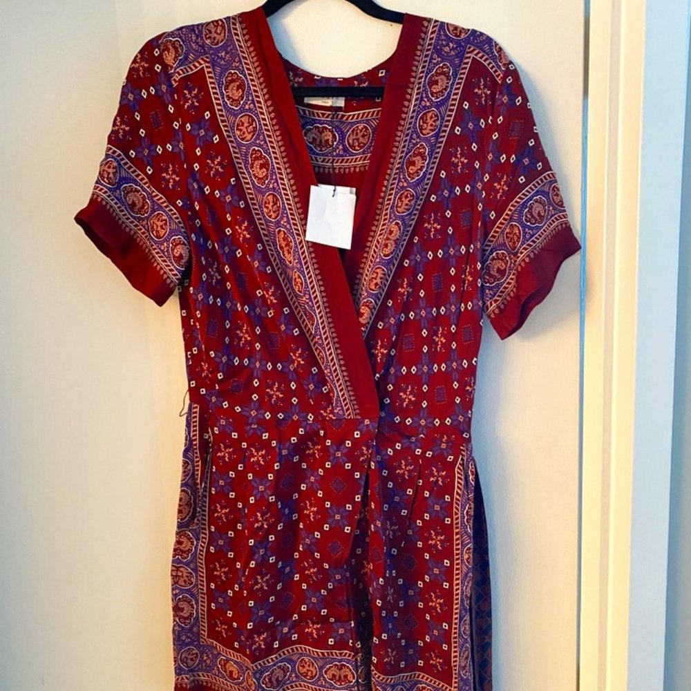NWT Sandro Paris Dilone "Bordeaux" Wrap Romper Size 42